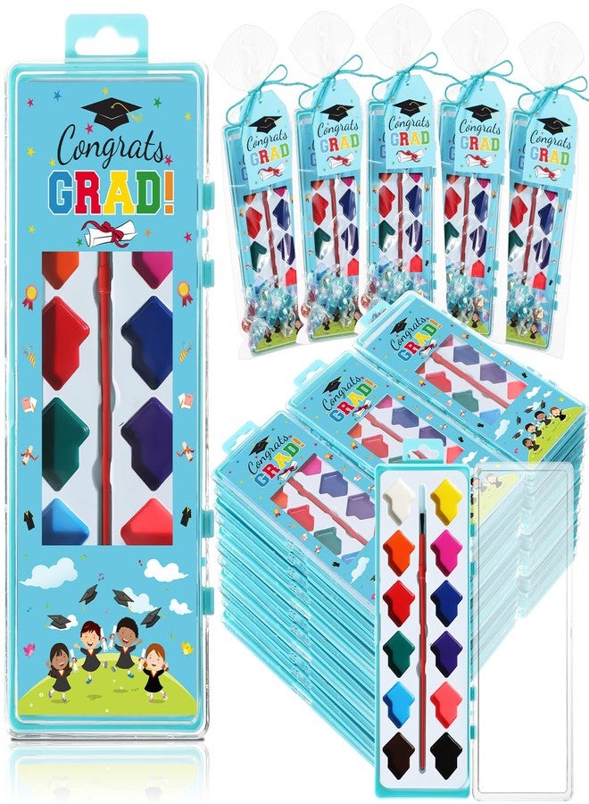 Sinload 24 Sets Back to School Student Gifts Watercolor Paint Set, 12 Vibrant Colors Washable Paint Kit with Brushes Goodie Bag Gift Tag String for First Day Party Favor Preschool Kindergarten Prizes - Image 1